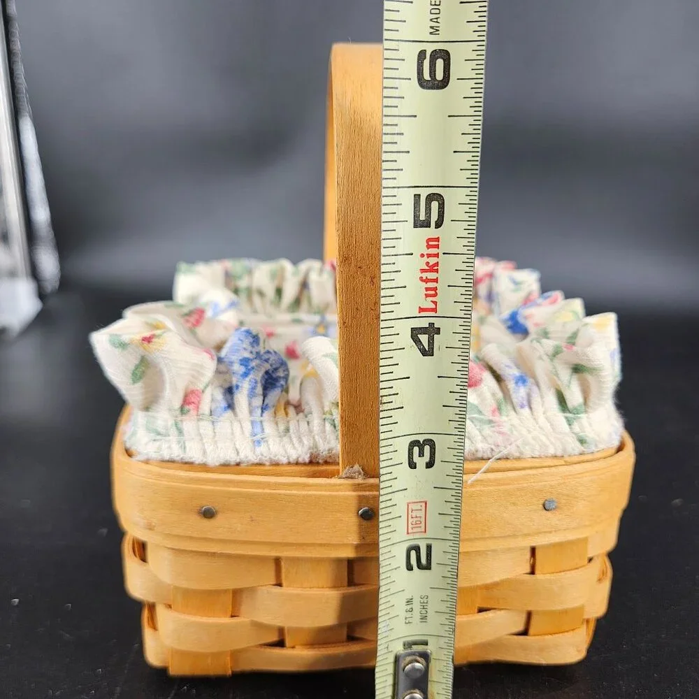 Longaberger 2002 Sm Square Tarragon Wicker Basket Spring Floral Fabric Plastic - Picture 9 of 11